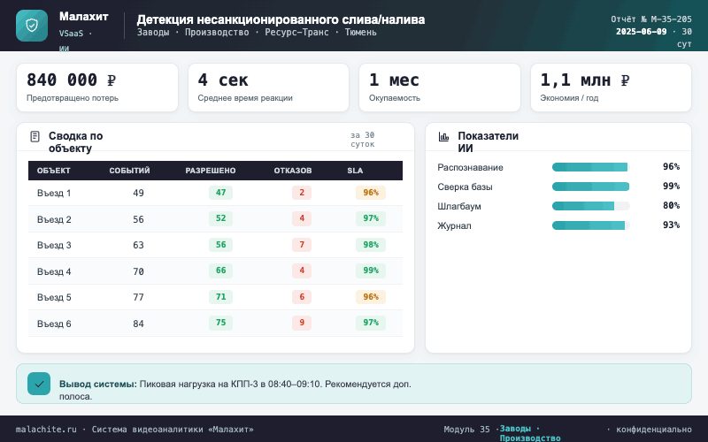 Отчёт за период — Система Малахит